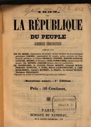 La république du peuple : almanach démocratique, 1852