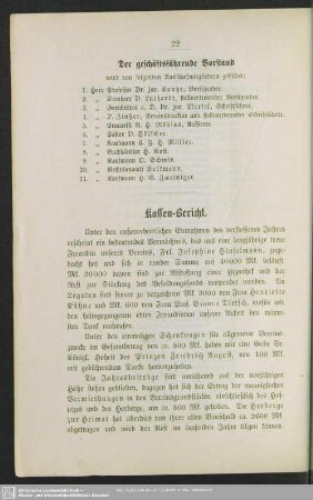 Kassen-Bericht