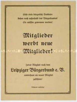 Aufruf zum Eintritt in den Leipziger Bürgerbund