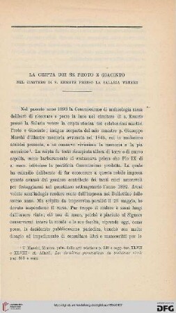 5.Ser.4.1894: La cripta dei SS. Proto e Giacinto : nel cimitero di S. Ermete presso la Salaria vetere