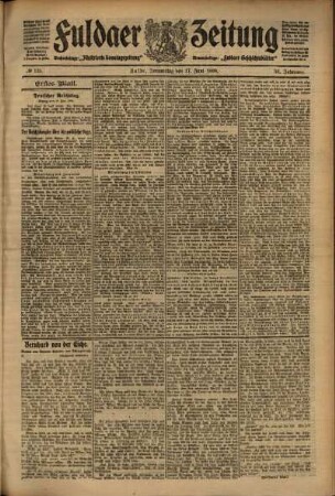 Erste Ausgabe vom Donnerstag, den 17. Juni 1909.