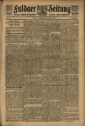 Erste Ausgabe vom Donnerstag, den 17. Juni 1909.