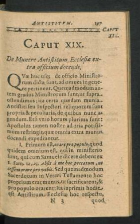 Caput XIX. De Munere Antistitum Ecclesiae extra officium docendi.