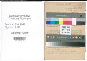 Entnazifizierung Anton Westhoff , geb. 28.03.1912 (Angestellter)