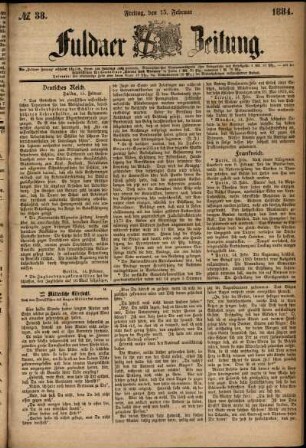 Ausgabe vom Freitag, den 15. Februar 1884.