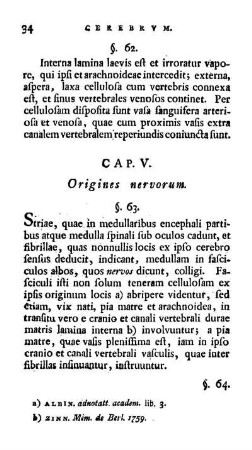 Cap. V. Origines nervorum.