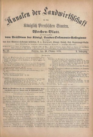 No. 43. Berlin, den 26. Oktober 1870. X. Jahrgang.
