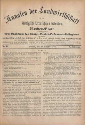 No. 43. Berlin, den 26. Oktober 1870. X. Jahrgang.