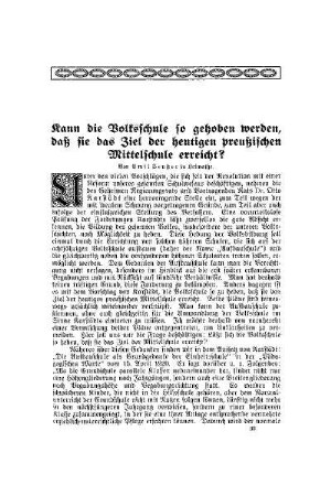 Kann die Volksschule so gehoben werden, daß sie das Ziel der heutigen preußischen Mittelschule erreicht?