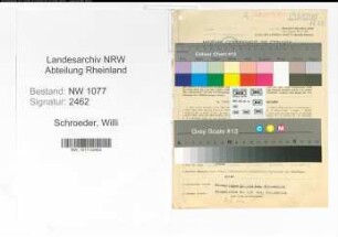 Entnazifizierung Willi Schroeder , geb. 07.10.1908 (Polizist)