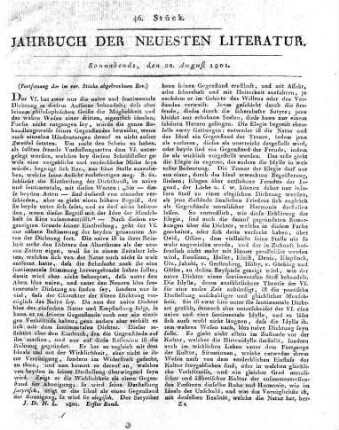 [Fortsetzung:] Leipzig, b. Crusius: Kleinere prosaische Schriften von Schiller, aus mehrern Zeitschriften vom Verfasser selbst gesammelt und verbessert. 2ter Theil 1800. 3ter Theil 1801. 8.