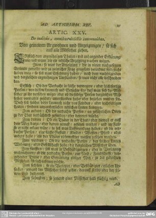 Artic XXV. De indiciis, omnibus delictis communibus. Von gemeinen Argwohnen und Anzeigungen, so sich auff alle Missethat ziehen