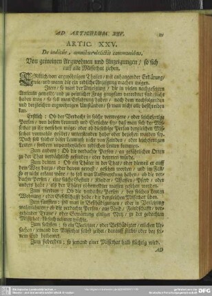 Artic XXV. De indiciis, omnibus delictis communibus. Von gemeinen Argwohnen und Anzeigungen, so sich auff alle Missethat ziehen