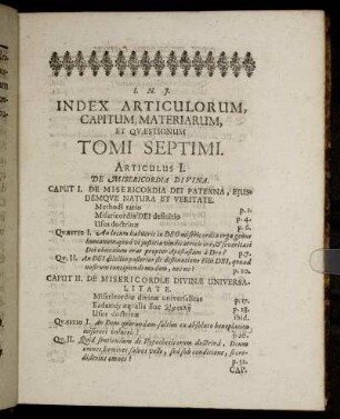 Index Articulorum, Capitum, Materiarum, Et Quæstionum