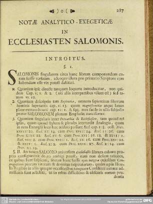 Notae Analytico- Exegeticae In Ecclesiasten Salomonis