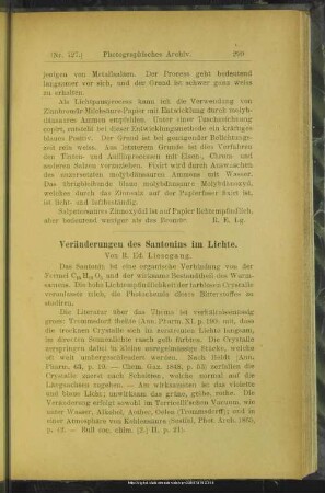 Veränderungen des Santonins im Lichte