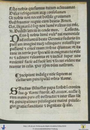 Incipiunt indulgentie septem ecclesiarum principalium urbis Rome.