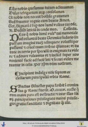 Incipiunt indulgentie septem ecclesiarum principalium urbis Rome.