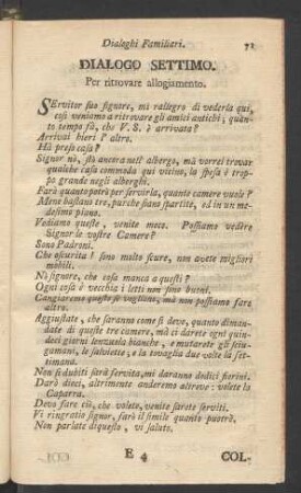 Dialoghi Familiari. Dialogo Septimo. Per ritrovare allogiamento