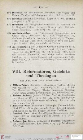 VII. Reformatoren, Gelehrte und Theologen (Nr. 1 - 285)