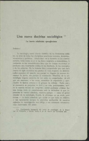 Una nueva doctrina sociológica - La teoría relativista spengleriana