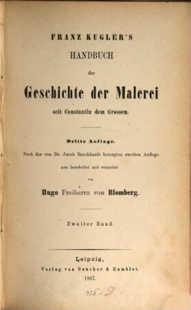 Franz Kugler's Handbuch der Geschichte der Malerei seit Constantin dem Grossen. 2