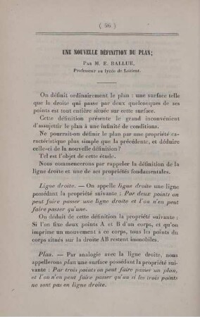 Une nouvelle définition du plan.