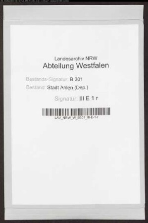 Verzeichnisse des Viehbestandes zu Ahlen.