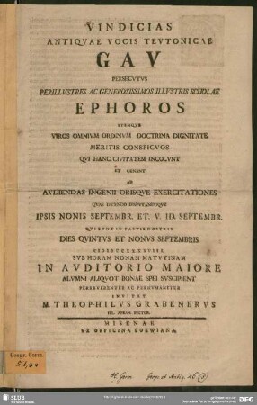 Vindicias Antiquae Vocis Teutonicae Gau