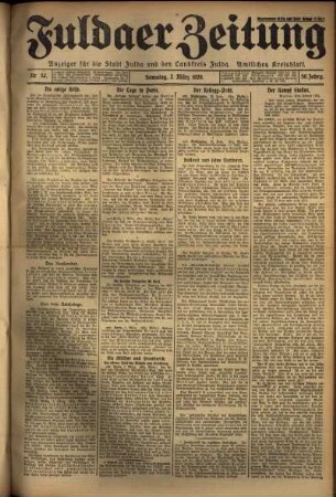 Erste Ausgabe vom Samstag, den 02. März 1929.