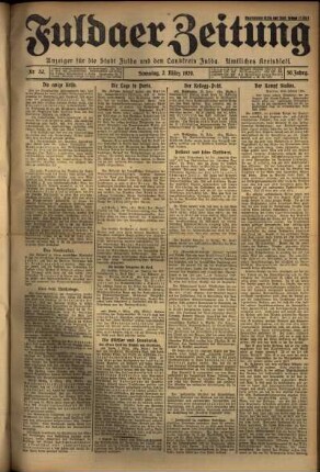 Erste Ausgabe vom Samstag, den 02. März 1929.
