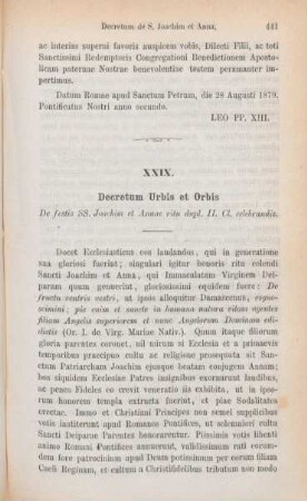 441-442 Decretum Urbis et Orbis de festis SS. Joachim et Annae ritu dupl. II. Cl. celebrandis