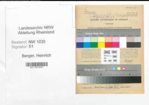 Entnazifizierung Heinrich Berger , geb. 26.02.1905 (Steiger)