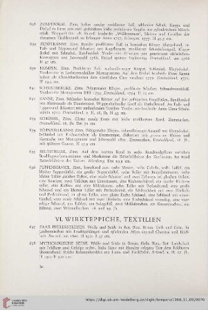 VI. Wirkteppiche, Textilien (Nr. 637 - 690)
