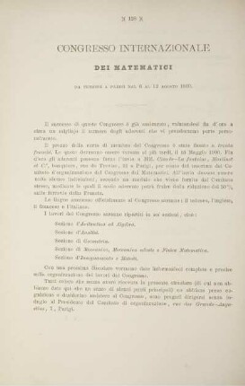 Congresso internazionale dei matematici.