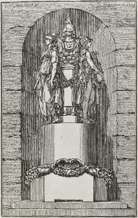 Nische mit Statuengruppe der Athena, der ephesischen Artemis und des Hermes