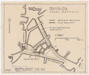 Neues Rathaus, Bratislava: Lageplan 1:2880