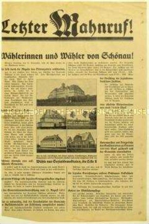 Aufruf der SPD zur Schönauer Stadtverordnetenwahl 1932