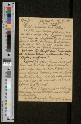 Postkarte an Arthur Wichmann