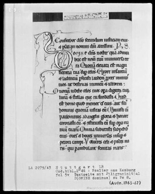 Psalter aus Comburg — Initiale D (omine dominus), Folio 5verso