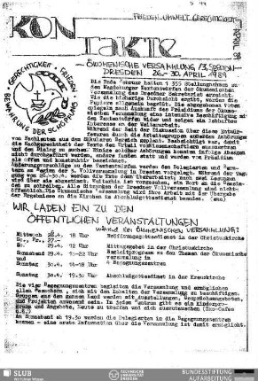 1989,Apr.: Kontakte : Informations-Rundbrief des Jugendpfarramts Leipzig