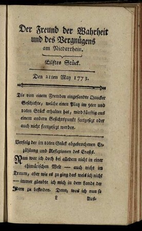 Eilftes Stück. Den 21ten May 1773.