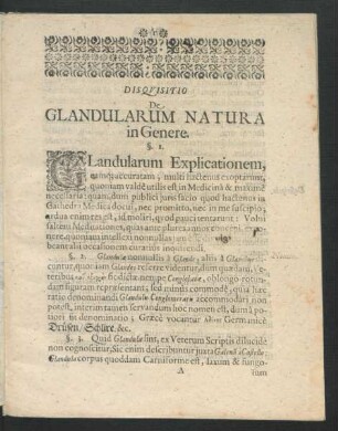 Disquisitio De Glandularum Natura in Genere.