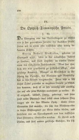 IV. Die Opitzisch-Flemmingische Periode