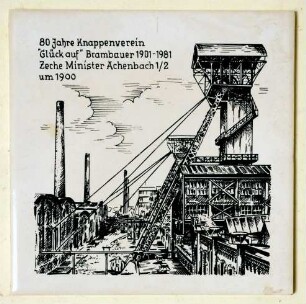 Keramikkachel Zeche Minister Achenbach 1/2 um 1900
