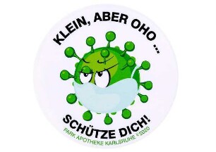 Werbeaufkleber für das Masketragen "Klein aber oho... schütze dich!"
