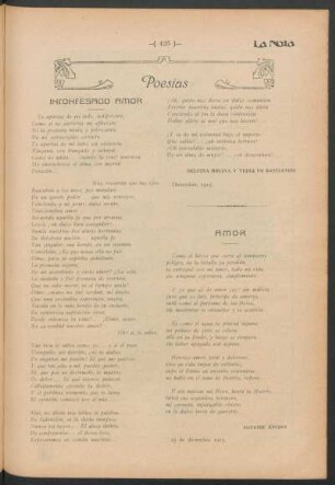 Poesías : Inconfesado amor [y] Amor