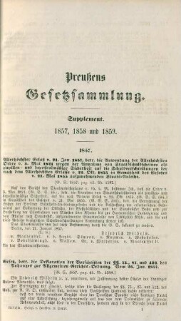 Supplement. 1857, 1858, und 1859