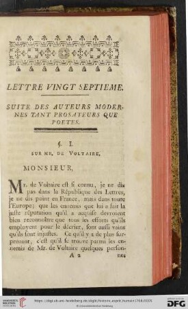 Lettre Vingt Septième