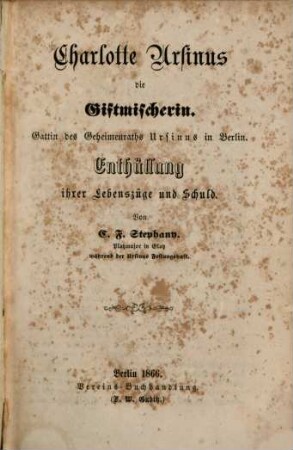 Charlotte Ursinus die Giftmischerin